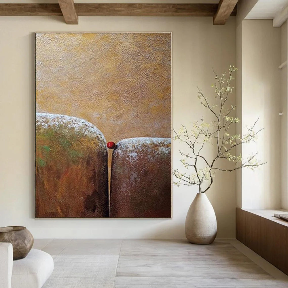 “Brown - Textured Minimalism” - Surrealist - Inspired Painting On Canvas DS033