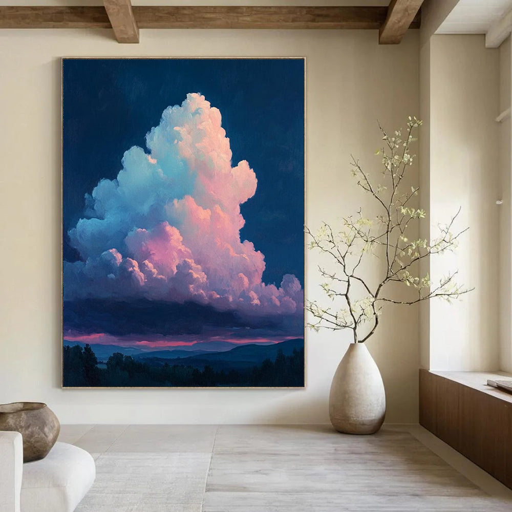“Pink - Purple Night Clouds” - Impressionistic Sky Painting On Canvas DS009