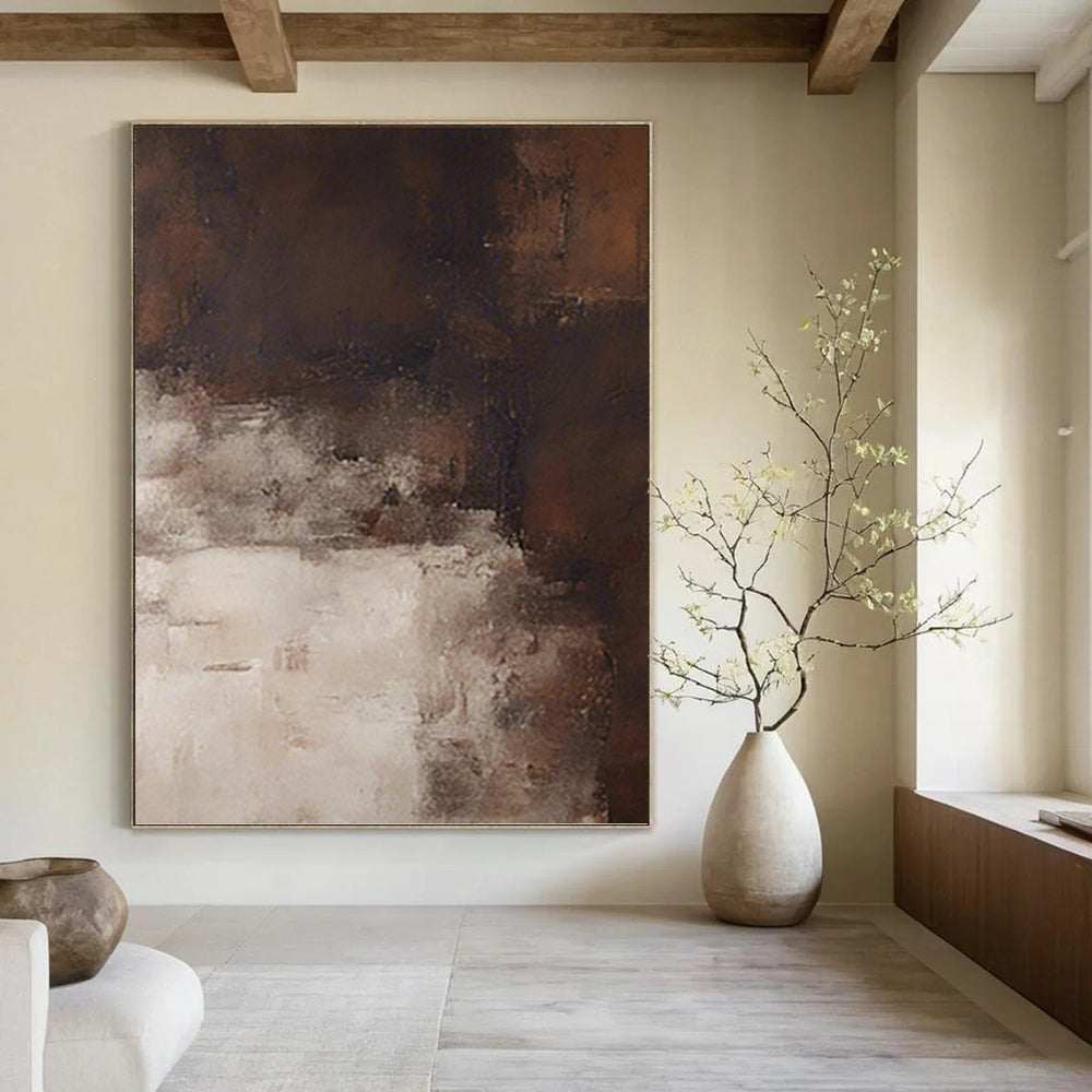 “Moody Brown Abstract” - Textured, Earth - Tone Painting On Canvas PT1469