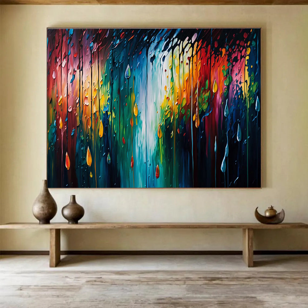 “Colorful Raindrop Abstract” - Abstract Expressionist Painting On Canvas DKS867