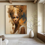“Golden Grace” - Cultural Elegance in Warm Tones Painting On Canvas DS125