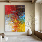 “Vibrant Abstract Chaos” - Bold Colors & Dynamic Lines Painting On Canvas DS254