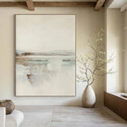 “Soft Tones Abstract Horizon” - Beige, Gray & Subtle Color Hints Painting On Canvas DS225