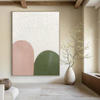 “Pink - Green Arch Textures” - Minimalist Abstract Painting On Canvas PT1175