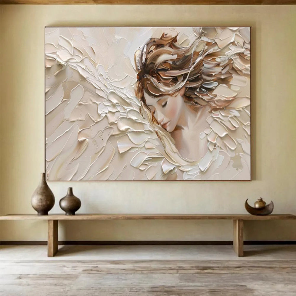 “Textured Angelic Figure” - Impasto Portrait Painting On Canvas DKS454