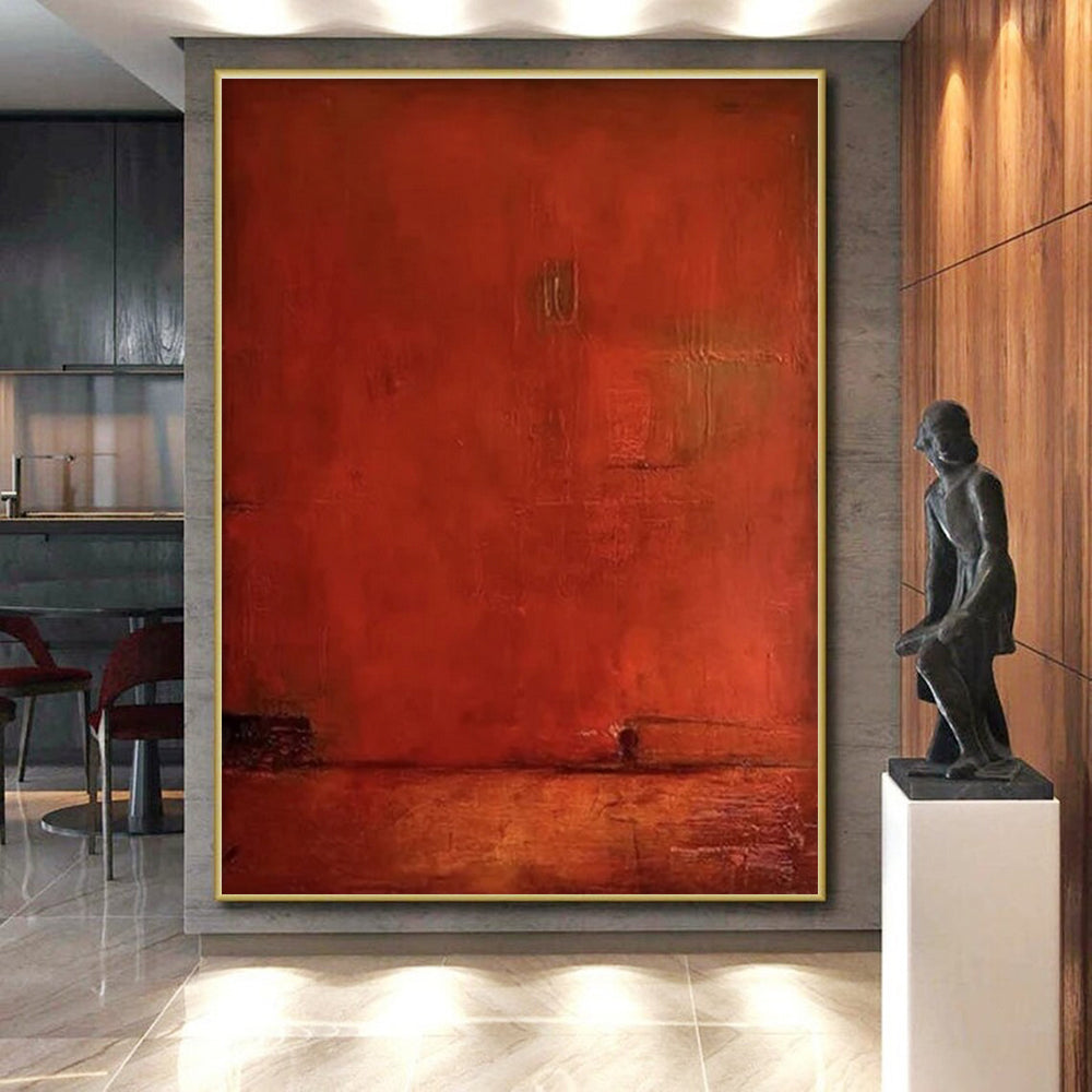 “Deep Red Mystery” - Red, Brown, Black Abstract Minimalist Painting On Canvas PS0653