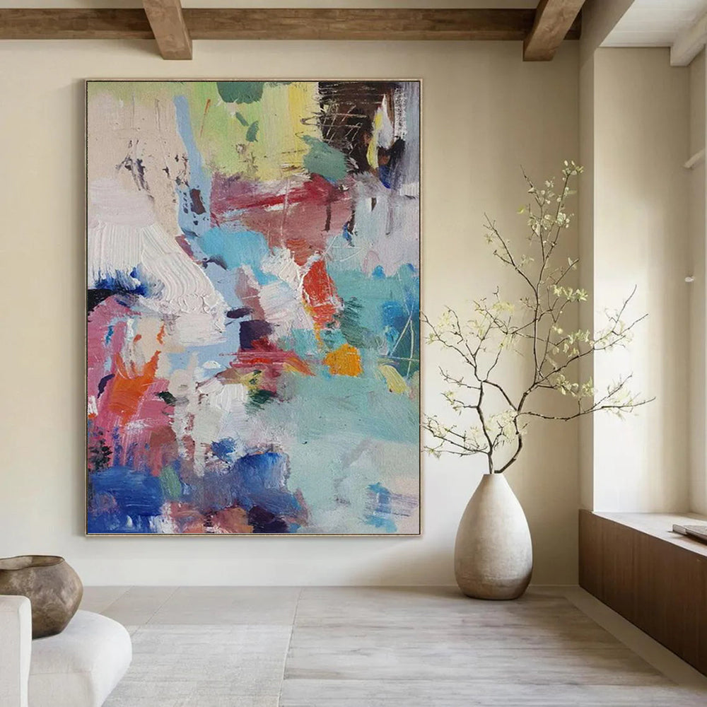 “Pastel Abstract Fusion” - Abstract, Soft - Colored Painting On Canvas PT1579