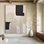 “Black - White Geometric Complex” - Architectural Abstract Painting On Canvas PS0148