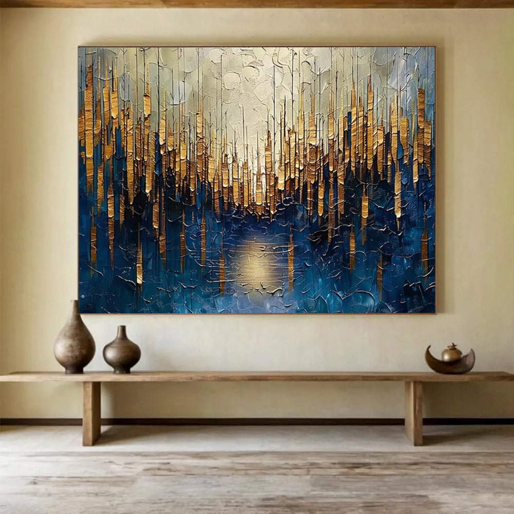 “Golden Forest Abstract” - Textured Landscape Painting On Canvas PT157