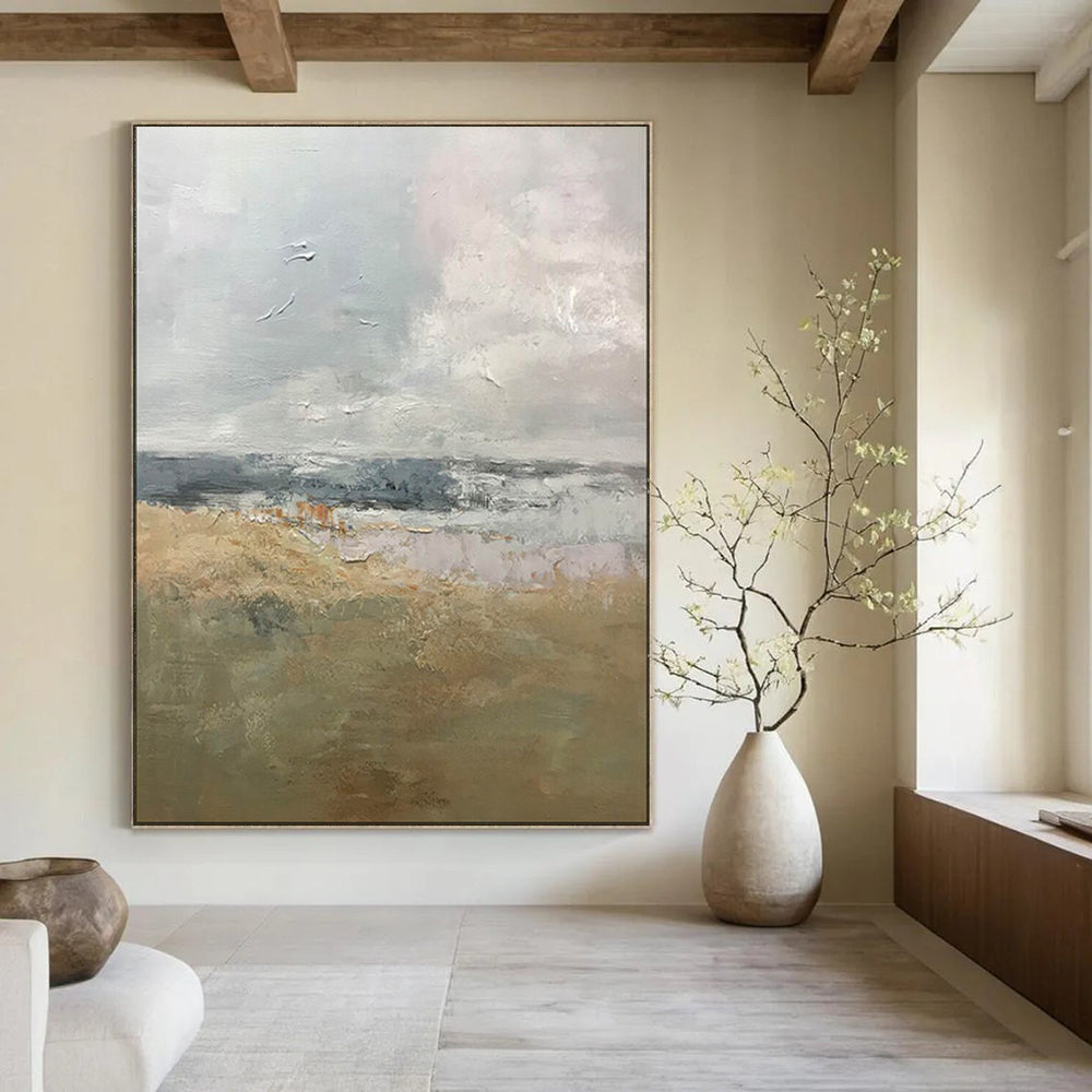 “Soft Toned Landscape Abstract” - Impressionistic Abstract Painting On Canvas PT1956