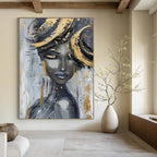 “Abstract Woman with Gold Accents” - Expressive Acrylic Painting On Canvas PT2196
