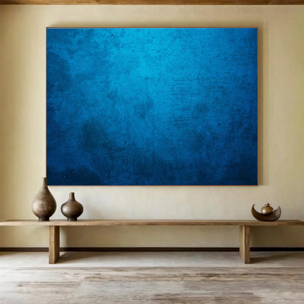 “Deep Blue Textured Abstract” - Textured Abstract Painting, Great for Man Cave & Art Gallery DKS616