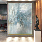 “Soft Blue - Grey Abstract Floral - like Form” - Impressionistic Abstract Painting On Canvas PS0297