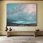 Star - Filled Sky Over Turquoise Sea Seascape Painting On Canvas DKS106