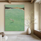 “Diving into Green Water” - Refreshing Landscape Figurative Painting On Canvas DS304
