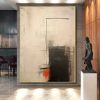 “Black - Gray - Red Minimalist Forms” - Black, Gray, Red Abstract Painting On Canvas PS0527