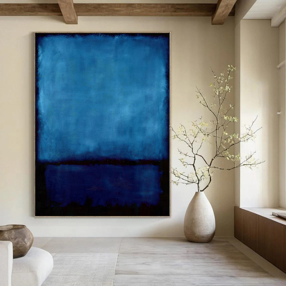 Deep Blue with Subtle Textures "Midnight Calm" Abstract Painting On Canvas PS1185