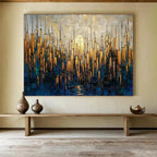 “Golden City Skyline” - Textured Urban Painting On Canvas PT172