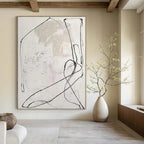 “Black - White Line Abstract” - Subtle Abstract Painting On Canvas PS0163