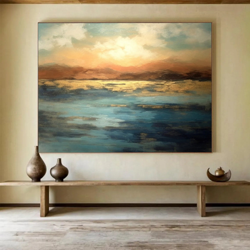 “Sunset Lake Reflection” - Expressive Landscape Painting On Canvas PT055
