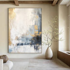 Gray, White, Gold, Blue with Abstract Blends "Blended Beauty" Abstract Painting On Canvas PS1339