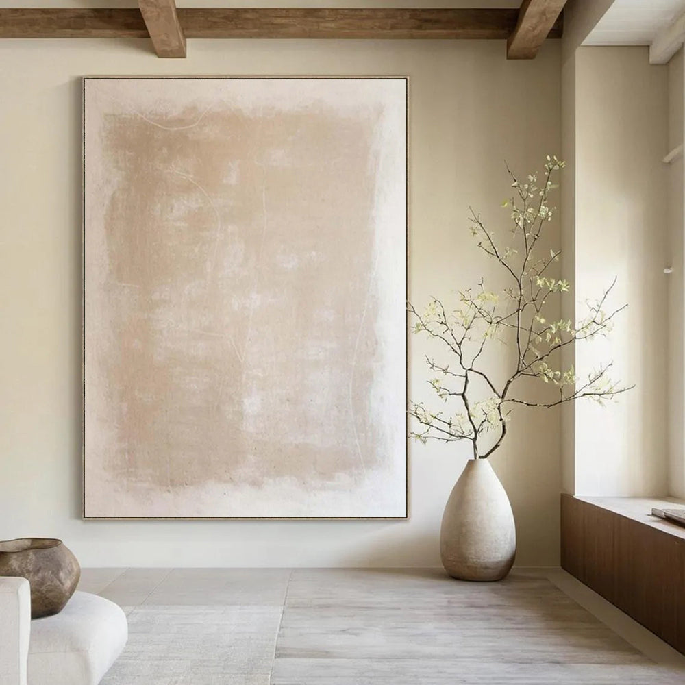 “Beige - White Textured Minimal” - Elegant Abstract Painting On Canvas PS0133