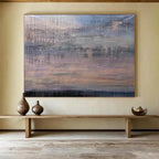 “Muted Abstract Sunset with Drips” - Evocative Abstract Painting On Canvas PT150