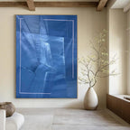 Blue with Layered Textures and White Frame "Blue Layers" Abstract Painting On Canvas PS1322