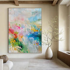 Bright Colors with Floral Suggestions "Bloom Burst" Abstract Painting On Canvas PS1180
