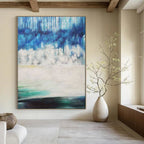 “Blue - White Abstract Forest” - Abstract Landscape Painting On Canvas PT1974