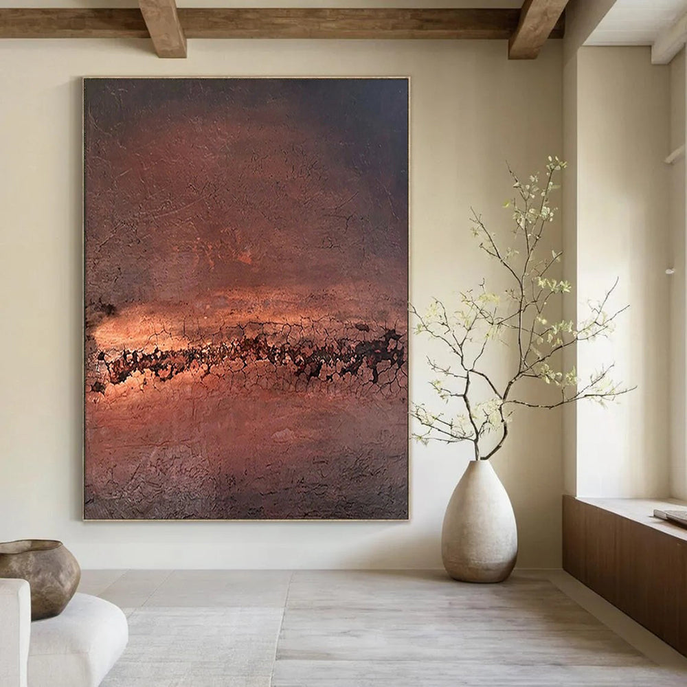 Brown and Orange Textured, "Desert Crackle" – Textured Abstract Painting On Canvas PS0953