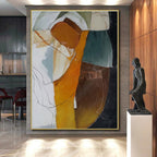 “Colorful Abstract Shapes” - Orange, Green, Blue Abstract Shape Painting On Canvas PS0401