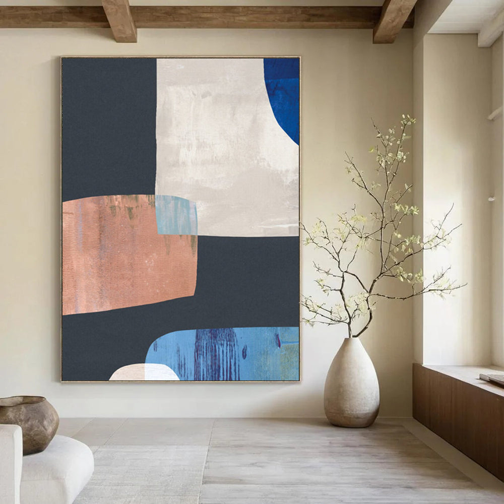 “Geometric Color Blocks” - Modern Shapes & Muted Tones Painting On Canvas DS200
