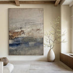 “Gray - Blue - Brown Textured Coastal” - Serene Abstract Painting On Canvas PS0129
