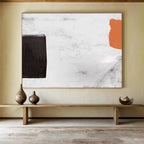 “Minimalist Black, White, and Orange Abstract” - Bold Abstract Painting On Canvas PT146