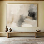 “Beige - Grey Abstract Mist” Abstract Painting On Canvas DKS239