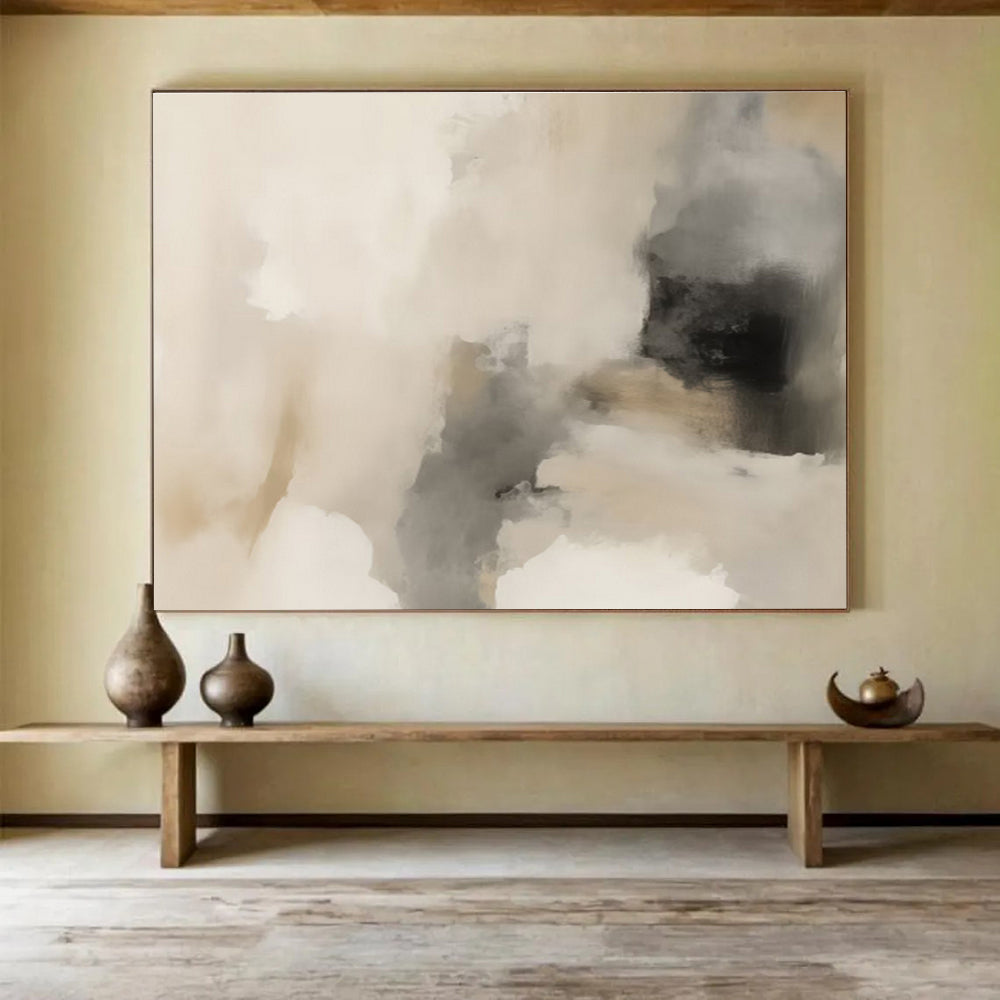 “Beige - Grey Abstract Mist” Abstract Painting On Canvas DKS239