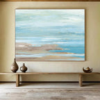 “Coastal Hues” - Serene Beach Landscape Painting On Canvas DKS421