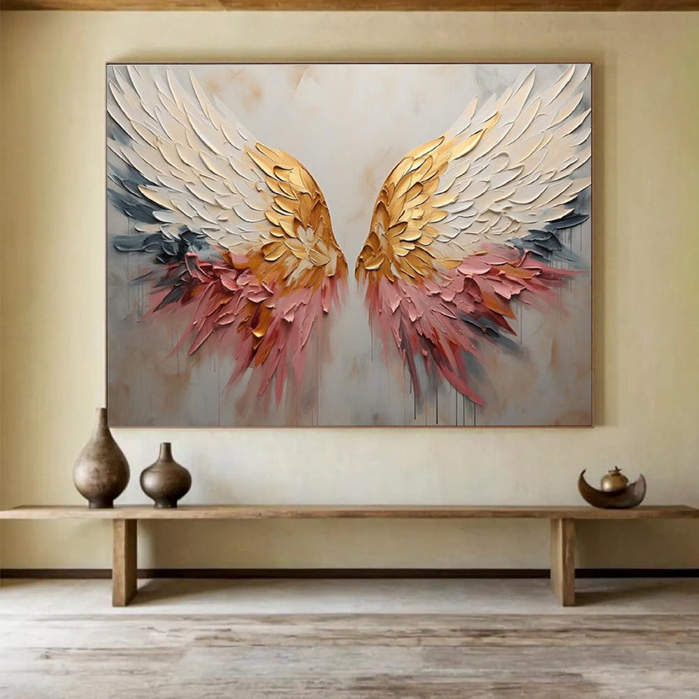“Textured Angel Wings” - Impasto Mixed - Media Painting On Canvas DKS863