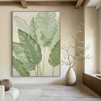 “Textured Green Leaf Relief” - Botanical Textured Painting On Canvas PT1876