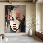 Abstract Contemplation Cubist - Inspired Face, Painting On Canvas PT2158