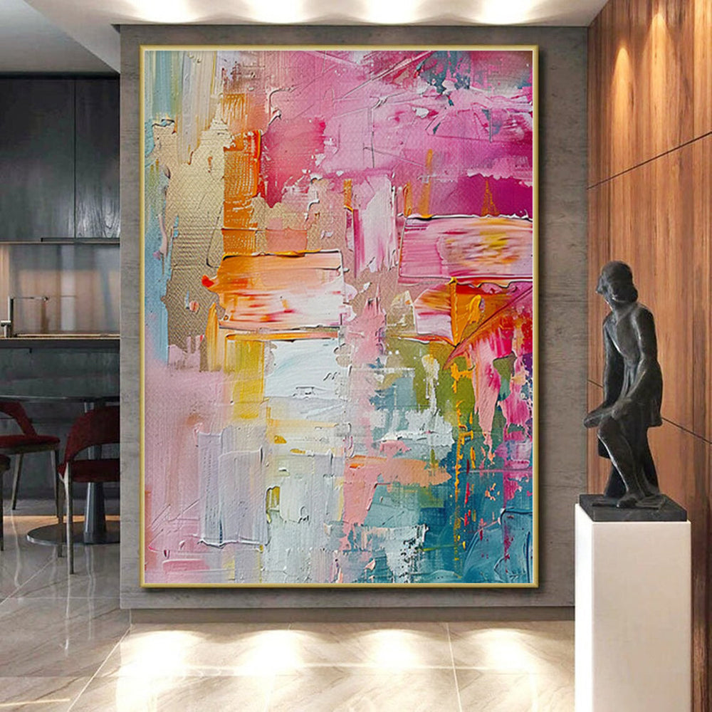 “Pink - Colorful Abstract” - Expressive Abstract Painting On Canvas PS0089