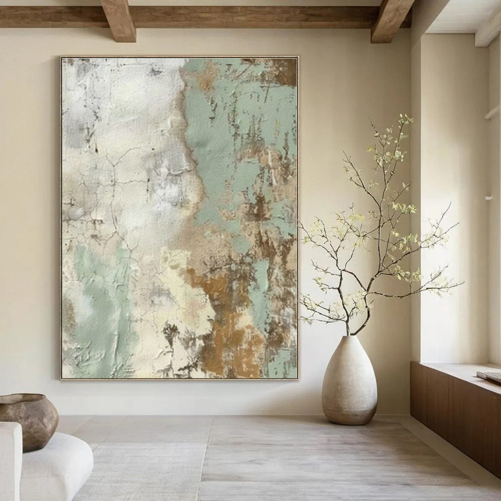 Earthy Tones with Crackled Textures "Crackled Memories" Abstract Painting On Canvas PS1268