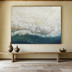 “White - Blue Sea Mist” Abstract Painting On Canvas DKS298