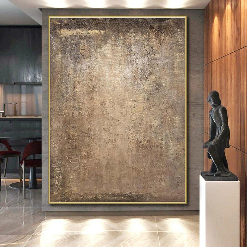 “Warm Brown Texture” - Brown, Beige Abstract Earthy Painting On Canvas PS0632