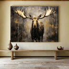 “Gold and Brown Moose in Mist” - Dramatic Wildlife Painting On Canvas PT079