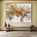 Golden Burst - Abstract Acrylic Painting, Fit for Studio & Gallery Wall DKS678