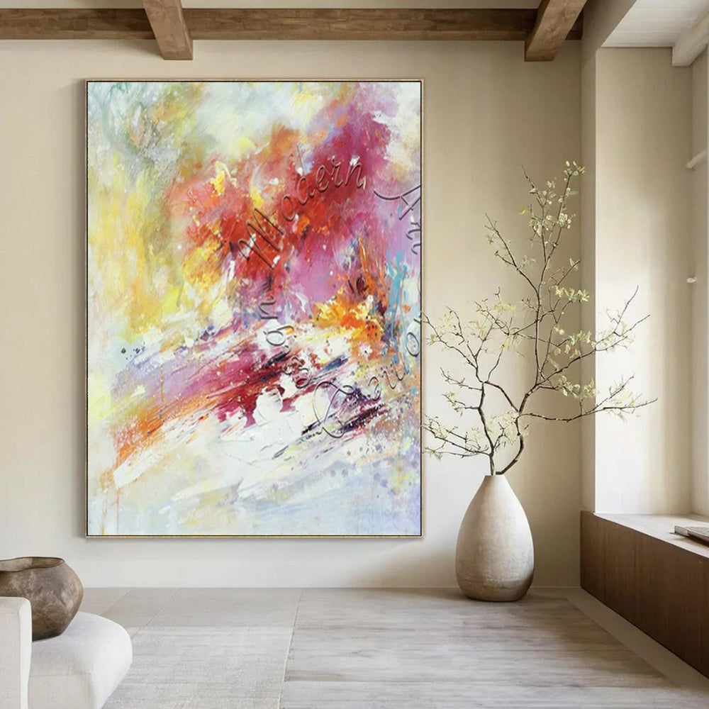 Bright Color Burst, "Rainbow Rhapsody" – Abstract Expressionist Painting On Canvas PS0929