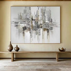 “Monochrome Cityscape” - Abstract - Urban Painting On Canvas PT1551