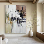 “Black - White - Gold Abstract Chaos” - Expressive Abstract Painting On Canvas PS0209